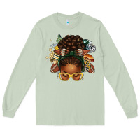 Matcha american football afro messy bun Long Sleeve Tee - texasbilliewilder