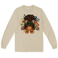 Mushroom american football afro messy bun Long Sleeve Tee - texasbilliewilder