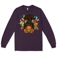 Plum american football afro messy bun Long Sleeve Tee - texasbilliewilder