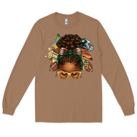 Toasted Coconut american football afro messy bun Long Sleeve Tee - texasbilliewilder