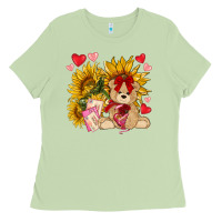 Matcha valentines day sunflowers with bear hjf Ladies Tee - NancyCooperArtShop