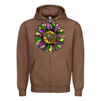 Chestnut Mardi Gras Sunflower With Crawfish Zipper Hoodie - BundleAndBundleShop