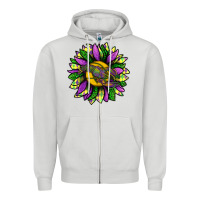 Dove Grey Mardi Gras Sunflower With Crawfish Zipper Hoodie - BundleAndBundleShop