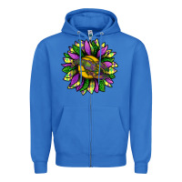 True Royal Mardi Gras Sunflower With Crawfish Zipper Hoodie - BundleAndBundleShop
