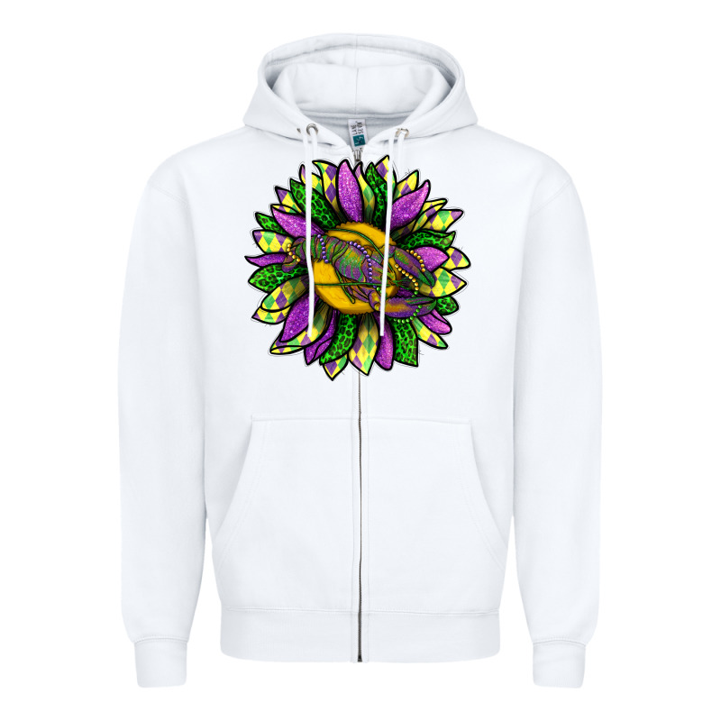 Mardi Gras Sunflower With Crawfish Zipper Hoodie by BundleAndBundleShop | Teevron
