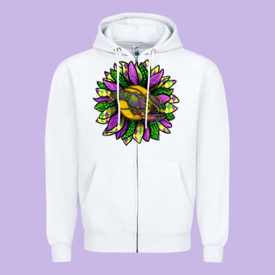 Mardi Gras Sunflower With Crawfish Zipper Hoodie Designed By Bundleandbundleshop