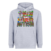 Heather Grey Just a Girl Small Town Autism Heavyweight Hoodie - CowhideDigitalArt