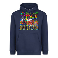 Navy Just a Girl Small Town Autism Heavyweight Hoodie - CowhideDigitalArt