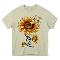 Mossy faith sunflower Heavy Core Tee - MaliasSmallBusiness