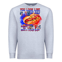 Heather Grey You Look Like 4th of july makes me hot dog want a Premium Sweatshirt - CowhideDigitalArt