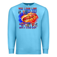 Ocean Blue You Look Like 4th of july makes me hot dog want a Premium Sweatshirt - CowhideDigitalArt