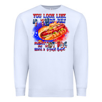White You Look Like 4th of july makes me hot dog want a Premium Sweatshirt - CowhideDigitalArt