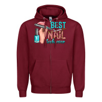 Burgundy best nail tech ever bbs Zipper Hoodie - BundleAndBundleShop