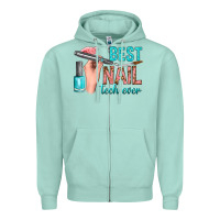 Seafoam best nail tech ever bbs Zipper Hoodie - BundleAndBundleShop