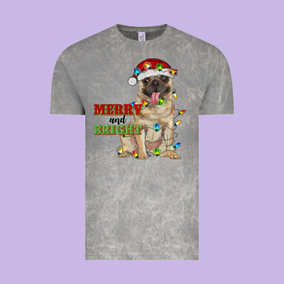 Merry And Bright Pug Vintage Tee Designed By Ranaportraitstore