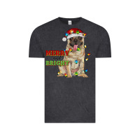 Vintage Black merry and bright pug Vintage Tee - RanaPortraitStore