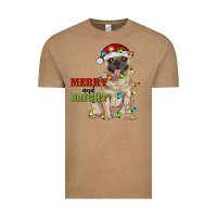 Vintage Coffee merry and bright pug Vintage Tee - RanaPortraitStore