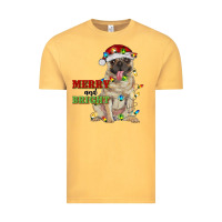 Vintage Mustard merry and bright pug Vintage Tee - RanaPortraitStore