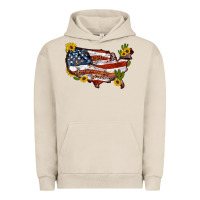 Pigment French Oak usa map with sunflower and cactus Urban Hoodie - Artiststas