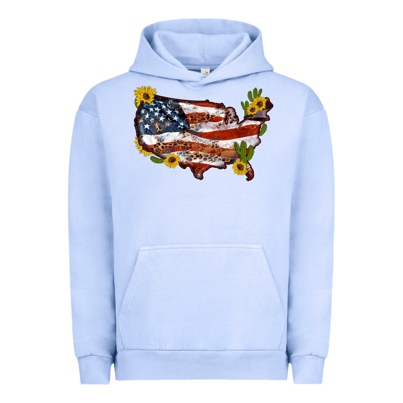 Usa Map With Sunflower And Cactus Urban Hoodie by Artiststas | Teevron