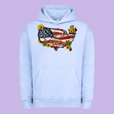 Usa Map With Sunflower And Cactus Urban Hoodie Designed By Artiststas