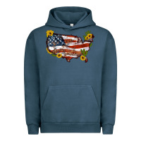 Pigment Midnight Navy usa map with sunflower and cactus Urban Hoodie - Artiststas