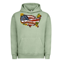 Pigment Oil Green usa map with sunflower and cactus Urban Hoodie - Artiststas
