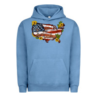 Pigment Pebble Blue usa map with sunflower and cactus Urban Hoodie - Artiststas