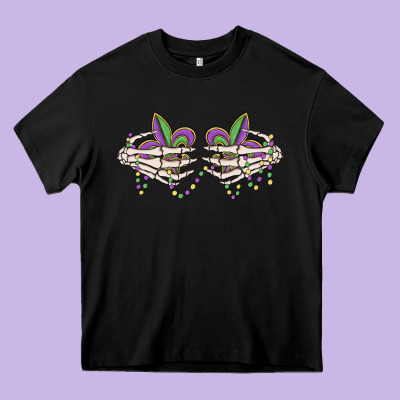 Skeleton Hands Mardi Gras Heavy Core Tee Designed By Maliassmallbusiness