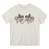 Cream skeleton hands mardi gras Heavy Core Tee - MaliasSmallBusiness