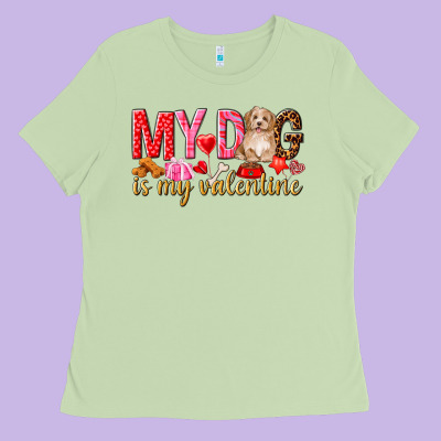 My Dog Is My Valentine Ladies Tee Designed By Nancycooperartshop