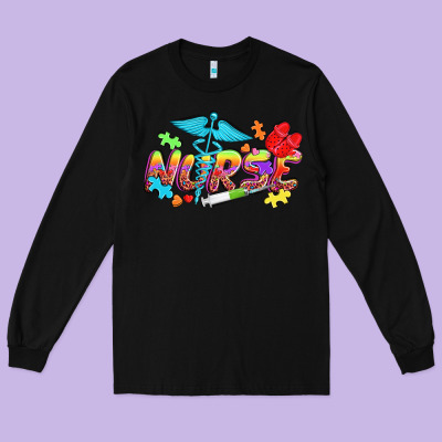 Autism Nurse Long Sleeve Tee Designed By Nancycooperartshop