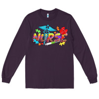 Plum Autism Nurse Long Sleeve Tee - NancyCooperArtShop