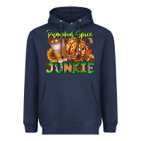 Navy Pumpkin Spice Junkie Heavyweight Hoodie - CowhideDigitalArt