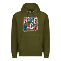 Army Green America with lightning bolt 4th of july Premium Hoodie - FaDigitalArtStudio