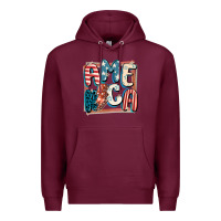 Burgundy America with lightning bolt 4th of july Premium Hoodie - FaDigitalArtStudio