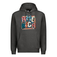 Charcoal Heather America with lightning bolt 4th of july Premium Hoodie - FaDigitalArtStudio