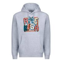 Heather Grey America with lightning bolt 4th of july Premium Hoodie - FaDigitalArtStudio