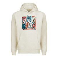 Oatmeal Heather America with lightning bolt 4th of july Premium Hoodie - FaDigitalArtStudio