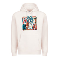 Pale Pink America with lightning bolt 4th of july Premium Hoodie - FaDigitalArtStudio