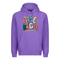 Purple America with lightning bolt 4th of july Premium Hoodie - FaDigitalArtStudio