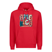 Red America with lightning bolt 4th of july Premium Hoodie - FaDigitalArtStudio