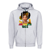 Heather Grey juneteenth 1865 black woman Zipper Hoodie - FaDigitalArtStudio