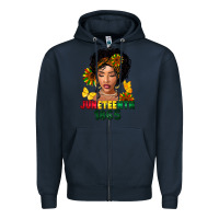 Navy juneteenth 1865 black woman Zipper Hoodie - FaDigitalArtStudio