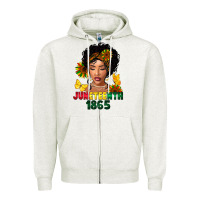 Oatmeal Heather juneteenth 1865 black woman Zipper Hoodie - FaDigitalArtStudio