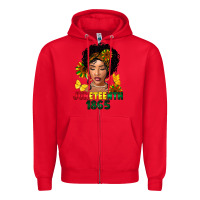 Red juneteenth 1865 black woman Zipper Hoodie - FaDigitalArtStudio
