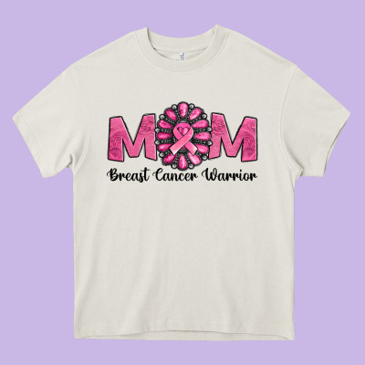 Breast Cancer Warrior Mom Heavy Core Tee Designed By Nancycooperartshop
