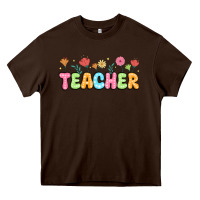 Chocolate Brown custom teacher flowers Heavy Core Tee - JahusDesignShop