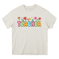 Cream custom teacher flowers Heavy Core Tee - JahusDesignShop