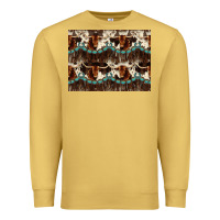 Antique Gold Longhorn Cow Pattern Premium Sweatshirt - CowhideDigitalArt